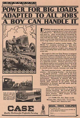 1930 Canadian J. I. Case Print Ad Model L Tractor • $9.44