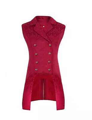 Sehseek Mens Victorian Suit Vest Steampunk Gothic Medieval Waistcoat Red XL • $47.70