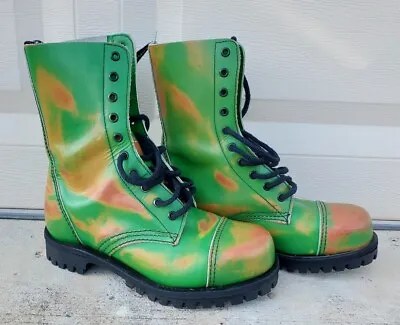 Vintage Shellys Of London Rangers Steel Toe Boots Green Orange Mens UK5 READ • $125