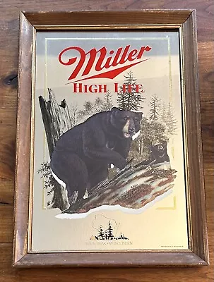 Original 1991 MILLER HIGH LIFE Wildlife Series  BLACK BEAR  MIRROR • $75
