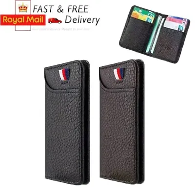 RFID Blocking Wallet Anti-scan Leather Slim ID Credit Card Holder Thin Small Men • £8.25