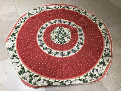 £18 • Buy Vintage French Provencal 100% Cotton Tablecloth Garlic Olives Round France Rust