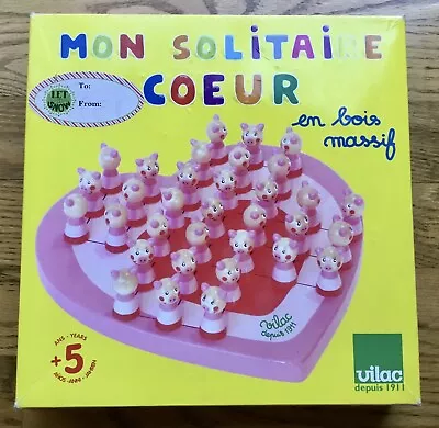 Vilac Mon Solitaire Coeur My Lonely Heart Solitaire Game Wood RARE Complete EUC • $15.95