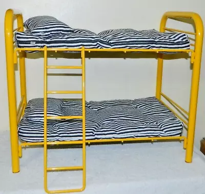 American Girl 1997 Pleasant Co Yellow Metal Bunk Bed Striped Vintage Bedding • $54.99