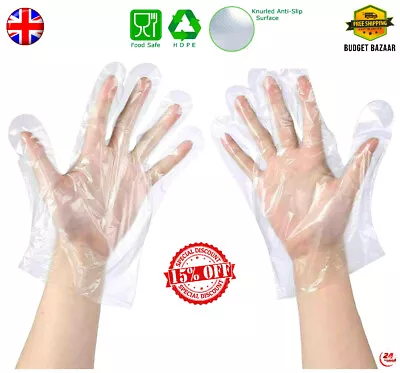 £0.99 • Buy DISPOSABLE PLASTIC GLOVES PE Polythene Clear Catering Food Car Safe Prep Strong 
