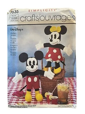 Simplicity Sewing Pattern 7635 Walt Disney Mickey Minnie Mouse Dolls • $14.99