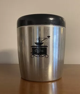 Vintage West Bend Aluminum Coffee Canister With Black Lid Good Condition • $12