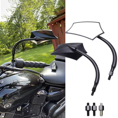 $32.58 • Buy Black Motorcycle Side Mirrors For Yamaha V Star 1300 1100 950 650 XVS650 250 A++