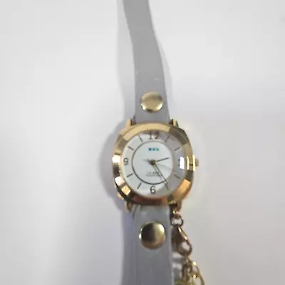 La Mer Collections Women's Leather Wrap Chain Watch With Teal Stones Untested • $14.48
