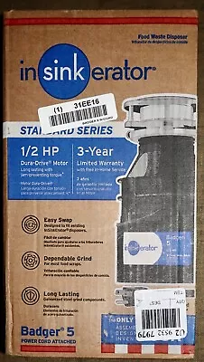 Badger 5 Garbage Disposal 1/2 HP INSINKERATOR BADGER 5 WITH CORD-NEW • $79.99