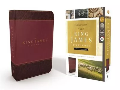The King James Study Bible Imitation Leather Burgundy Full-Color Edition (Lea • $57.85