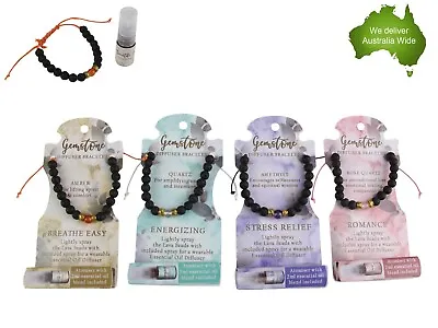 $11.99 • Buy 1PC Essential Oil Gemstone Diffuser Black Bracelet Men Women Rock Beads Romance