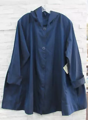 NWT Maralyce Ferree Midnight Waterproof Oversized Hooded Short Trapeze Coat 2X • $71.99