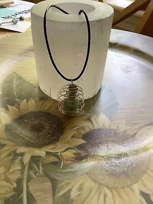 $12.37 • Buy Crystals In A Glass Jar Necklace Aventurine Spiral Cage Pendant Handmade