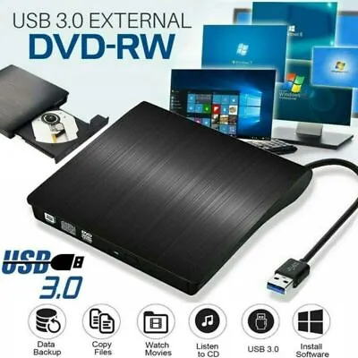 External CD DVD Drive For PC Laptop Windows 11 10 USB 3.0 Burner Reader Writer • $16.99