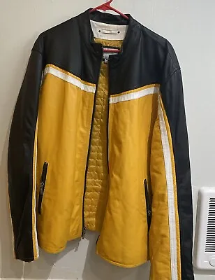 Wilsons Leather M. Julian XXL LEATHER Jacket Yellow & Black Very Nice! Pre-Owned • $125.75