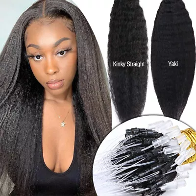 Micro Ring Loop Remy Human Hair Extensions Micro Beads Link Hair Kinky Straight • $179.99