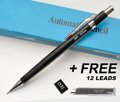 Black Mechanical Automatic Pencil 0.5mm HB + FREE PACK OF 12 LEADS • £3.49