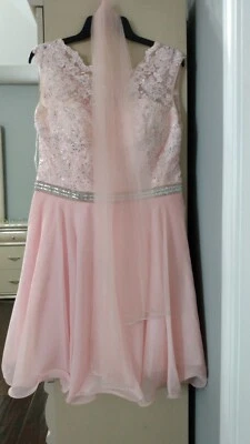 £58.02 • Buy Prom Dress For Teen, Soft Pink To Soft Peach, Size 13(XXL) With Scarf