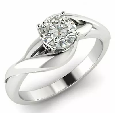 1.17 Ct Near White Round Moissanite Diamond Engagement Ring 925 Silver Size 7 • $0.99