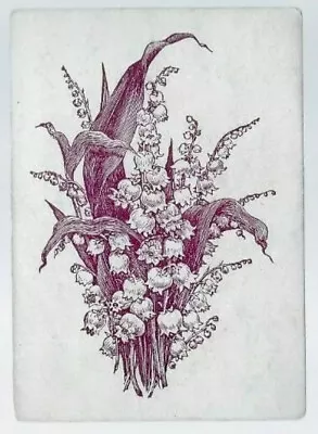 SQ20 Swap Playing Cards 1 Antique Square Corner Lily Of The Valley Flowers C1800 • £6.20