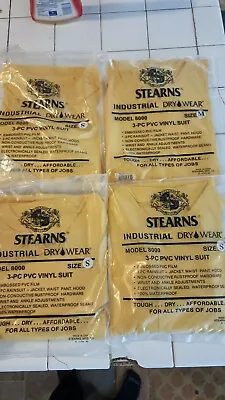 4 New Stearns Dry Wear Drywear 3 Pc Pvc Vinyl Rainsuit Sizes Sm & Med Model 8000 • $68.80