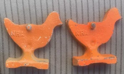 Pair Of Vintage NRA Cast Iron Shooting Target Gallery Ducks Orange /black • $49.99