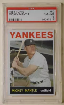 1964 TOPPS #50 MICKEY MANTLE PSA 8 NM/MT HOF Yankees Cert #16087617 • $4499.99