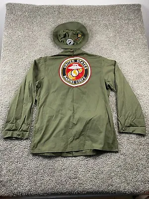 Marine Corps Jacket Hat Mens Large Green Jungle Boonie Pin Big Patches Vietnam • $99.99