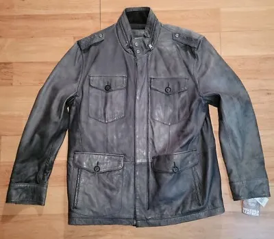 Marc New York By Andrew Marc Men's Alloy Leather Jacket Anthracite Large • $199.99