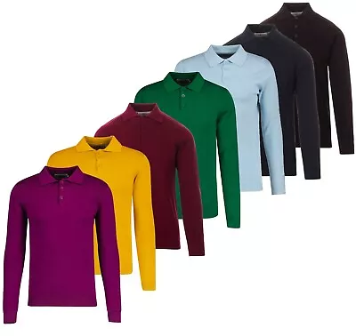 NEW MADCAP MENS RETRO 60s 70s MOD KNITTED LONG SLEEVE POLO SHIRT Brando MC250 • £27.60