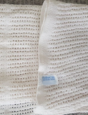 Vintage Mothercare Pram Blanket Cotton Cellular White Made In GB • £16