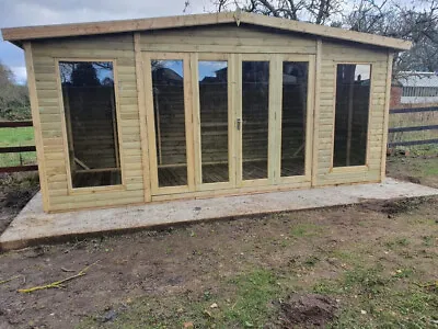 12x8 APEX SUMMERHOUSE OFFICE HEAVY DUTY SUMMER HOUSE GARDEN ROOM CABIN MAN CAVE • £2500