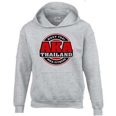 AKA Thailand Muay Thai Gym Logo Men's Grey Hoodie Sweatshirt Size S-3XL • $37.89