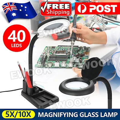 10X Magnifying Glass Lamp 40LED Light Magnifier Desk Table Task Craft Work Bench • $19.85
