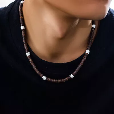 Bohemian Wooden Bead Necklace Men's Hip-hop Fashion Personality Clavicle Chain • $5.39