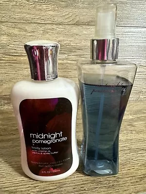 Bath & Body Works MIDNIGHT POMEGRANATE Fine Fragrance Mist Shea Body Lotion Set • $55.95