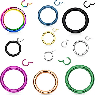 Hinged Septum Clicker Segment Nose Ring Lip Ear Cartilage Daith 18G16G14G- ONE • $2.99