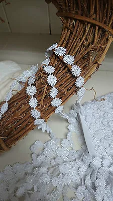 White Guipure Lace Trim Small Daisy Chain 10mm Wide  Sewing Crafts • £10.99