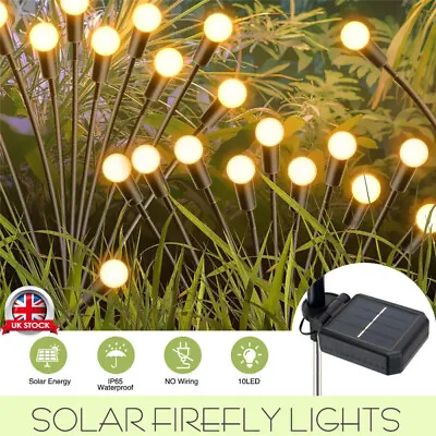 4X 10LED Solar Powered Firefly Swaying Lawn Lights Outdoor Garden Landscape Lamp • £6.38