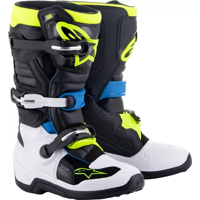 Alpinestars MX 2023 Tech 7s Black/Blue/Fluro Kids Motocross Dirt Bike Boots • $329.95