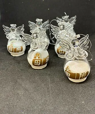 Handmade Set Of 6 Miniature Glass Christmas Tree Angel Decorations • £10