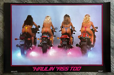 HAULIN ASS TOO Vintage Poster 1986 Kawasaki Yamaha Motorcyles Hot Babe Sexy Girl • £37.05