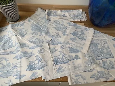 Laura Ashley Blue Toile Remnants 100% Cotton • £15