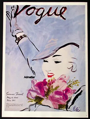 Vogue Fashion Magazine Cover Poster May 1935 Summer Travel Erickson Art Print! • $24.99