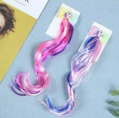  UNICORN Hair Clip In Rainbow Ribbon Children's Kids Fashion Accessories  • £3.99