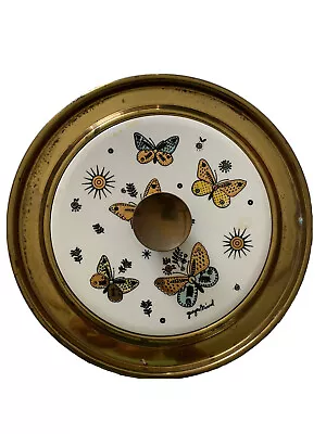 $20 • Buy Vintage Georges Briard Ice Bucket Top Only No Bucket Brass/Ceramic Butterflies