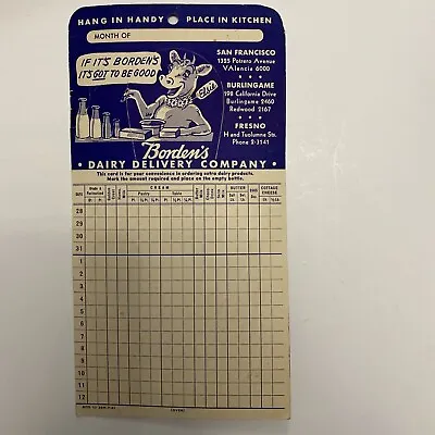 Vintage 1950S Elsie The Cow Grocery Checklist For Dairy Delivery San Francisco ￼ • $18