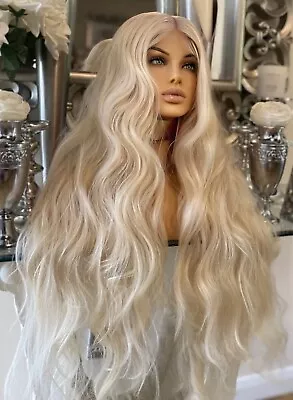 Blonde Lace Front Wig Body Wave Long Blonde Wig Natural Bodywave Kim K Curly Wig • £89