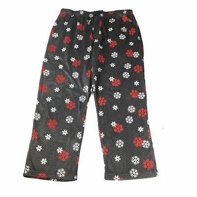 $22.99 • Buy Stafford Mens Sleep Pant Size XXL Gray Fleece White Red Snowflakes Pockets